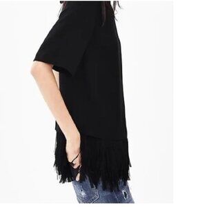 Banana Republic Crepe Fringe Hem Black Top Size M